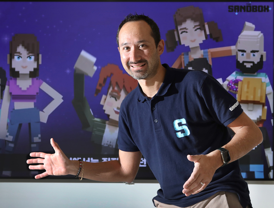 Sebastien Borget, the co-founder and the chief operating officer of The Sandbox, pose at the company office in Gangnam, southern Seoul, on Sept 20. [PARK SANG-MOON]