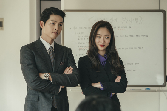 Jeon gained worldwide recognition for her strong chemistry with actor Song Joong-ki, left, in tvN drama series “Vincenzo” (2021). [NETFLIX]