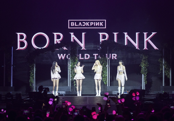 Members of girl group Blackpink perform during the two-day concert at American Airlines Center in Dallas, Texas, as part of the group's ongoing world tour "Blackpink World Tour [Born Pink]" on Oct. 25. [YG ENTERTAINMENT]