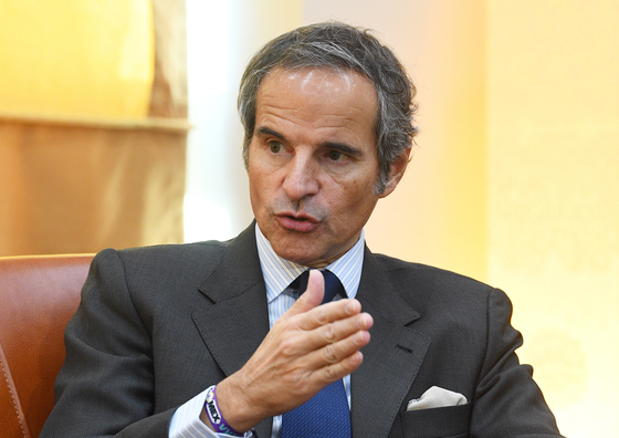 Rafael Grossi, director general of the International Atomic Energy Agency (IAEA), speaks with the press at the Foreign Ministry in Seoul on Friday. [NEWS1]