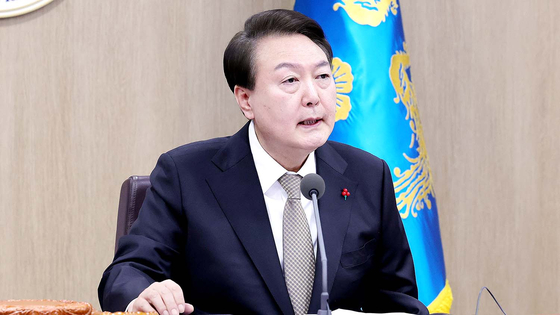 President Yoon Suk Yeol speaks during a Cabinet meeting at the presidential office in Seoul on Dec. 27. [YONHAP]