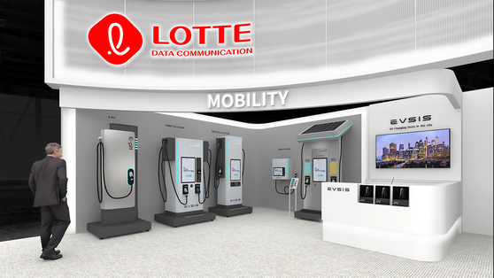 JoongAng Control's booth at the CES 2023 tech fair [LOTTE DATA COMMUNICATION]