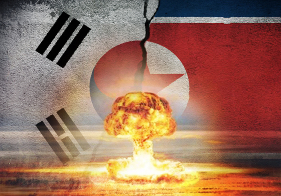 An illustration using flags of the two Koreas. [KIM JI-YOON]
