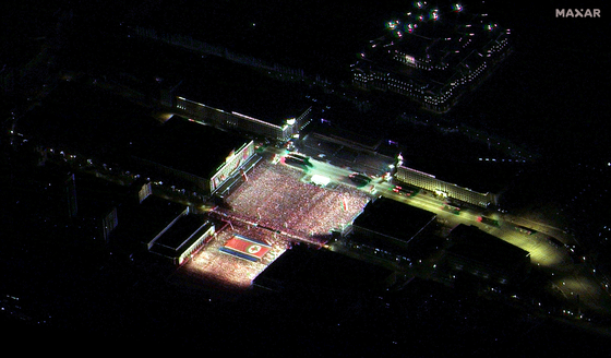 Satellite images of the North Korea military parade. [MAXAR TECHNOLOGIES] 