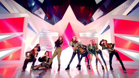 Music video for girl group Girls' Generation's "I Got a Boy" (2013), which has lyrics that refer to a girl's bare face as something that “needs to be kept to themselves” [SCREEN CAPTURE]