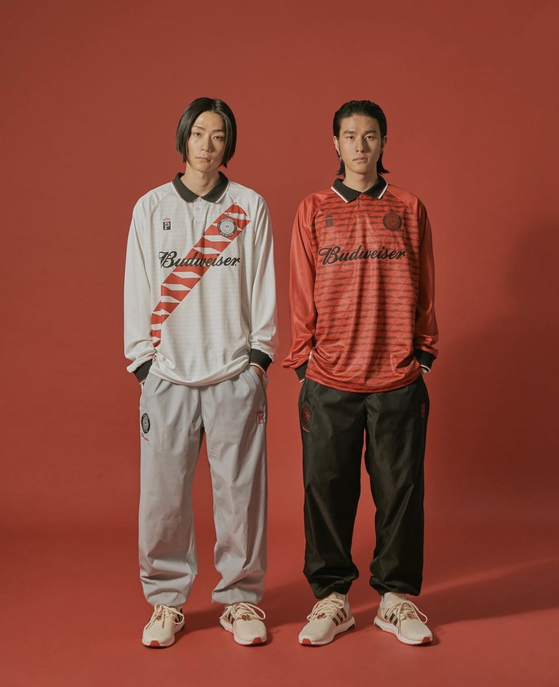 Football shirts designed in collaboration with Budweiser.  [OVER THE PITCH]