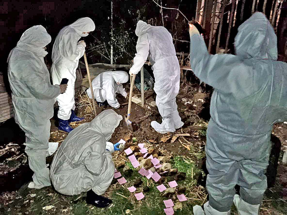 Gyeonggi Province Special Judicial Police discovered a pile of animal bones at a dog farm in Gwangju, Gyeonggi on Friday. [GYEONGGI PROVINCIAL GOVERNMENT]
