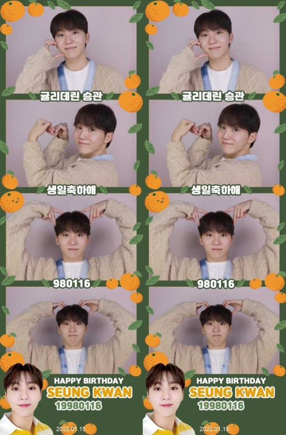 Boy band Seventeen's Seungkwan posted a Life Four Cuts with a frame celebrating his birthday on social media. [SCREEN CAPTURE]