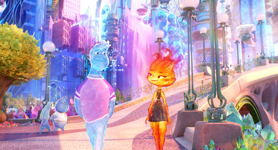 Wade, an easygoing water element character, meets Ember, a fire-element character, and strikes up an unlikely friendship in the new Pixar animation ″Elemental″ [WALT DISNEY COMPANY KOREA]