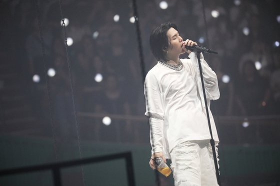 Suga of BTS performs in Seoul over the weekend for his first world tour “SUGA | Agust D Tour ‘D-DAY’ in Seoul.” [BIGHIT MUSIC]