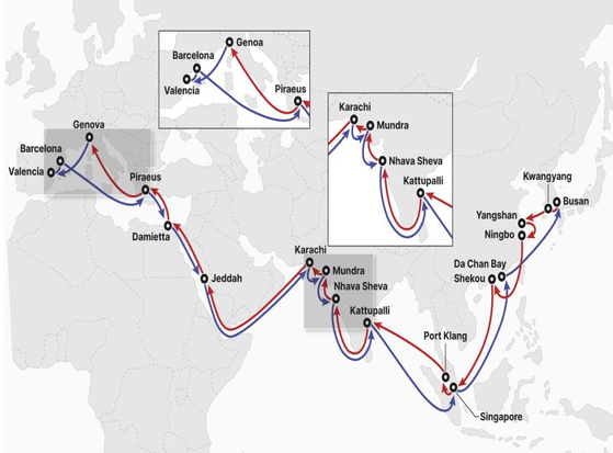 HMM's newly established FIM (Far East, India and the Mediterranean Sea) container service [HMM]