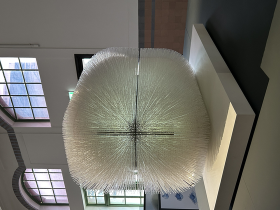 A side view of the model of the UK pavilion at the 2010 World Expo in Shanghai, designed by Thomas Heatherwick [SHIN MIN-HEE]