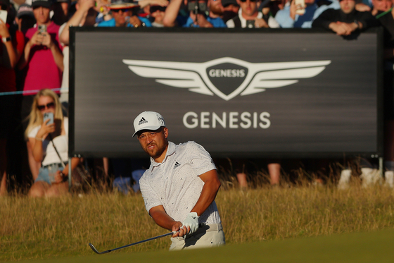 Xander Schauffele of the United States plays a shot on the 18th hole during Day Four of the Genesis Scottish Open at The Renaissance Club on July 10, 2022 in North Berwick, Scotland.  [GETTY IMAGES]