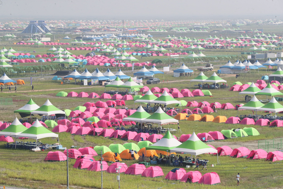 The campsite of the World Scout Jamboree in Buan County, North Jeolla, is pictured on Wednesday. [BUAN COUNTY]