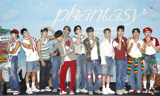 Boy band The Boyz poses during a press conference for "Christmas In August" held on Monday at the CGV Yeongdeungpo multiplex in Yengdeungpo District, southern Seoul. "Christmas In August" is the first part of the trilogy that consists the boy band's second full-length album "Phantasy." [NEWS1]