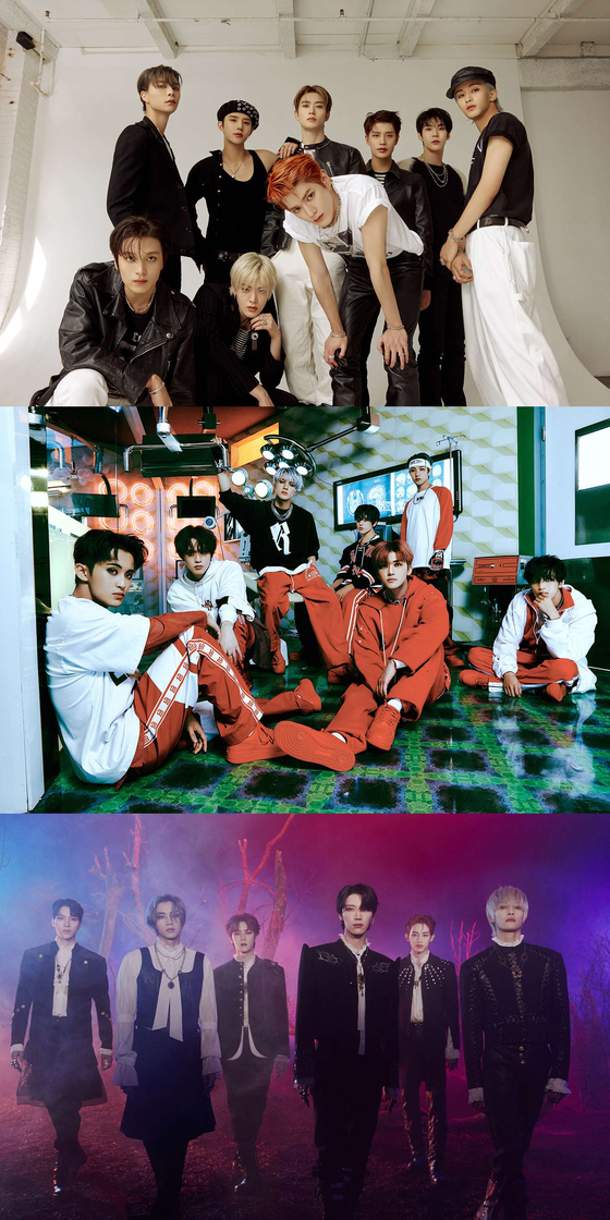 From top: boy bands NCT 127, NCT Dream and WayV [SM ENTERTAINMENT]