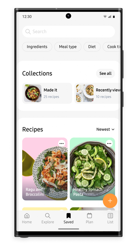 A screen capture of the Samsung Food mobile application [SAMSUNG ELECTRONICS]