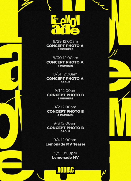 The teaser image for boy band Xodiac's upcoming single ″Lemonade″ [ONE COOL JACSO ENTERTAINMENT]
