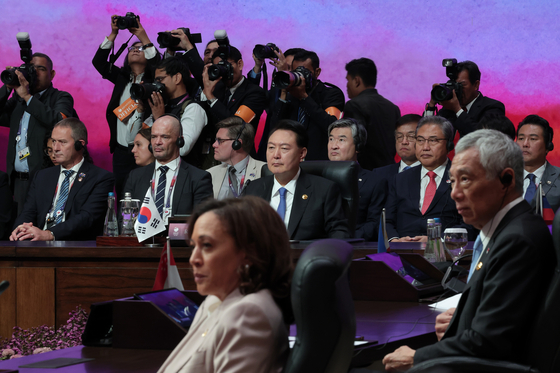 President Yoon Suk Yeol takes part in the 18th East Asia Summit as part of the 43rd Asean Summit in Jakarta on Thursday. [JOINT PRESS CORPS]