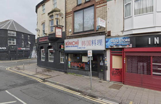 A Google Maps screenshot shows the Kimchi restaurant in Cardiff, Britain, depicted in a controversial illustration uploaded by the Welsh @Cymru account ahead of a friendly with Korea on Thursday.  [SCREEN CAPTURE]