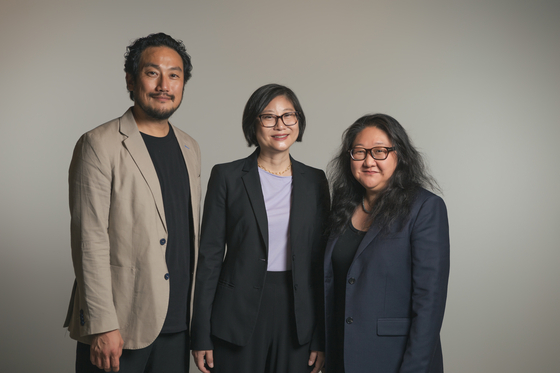 From left, directors Eugene Yi, Julie Ha and producer Su Kim [CONNECT PICTURES]