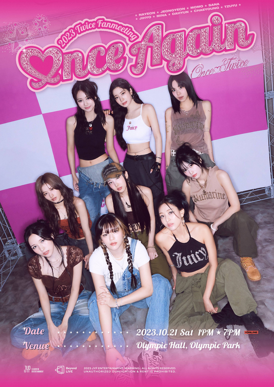 Twice will celebrate the group's eighth anniversary with ″Once Again″ fan meeting on Oct. 21. [JYP ENTERTAINMENT]