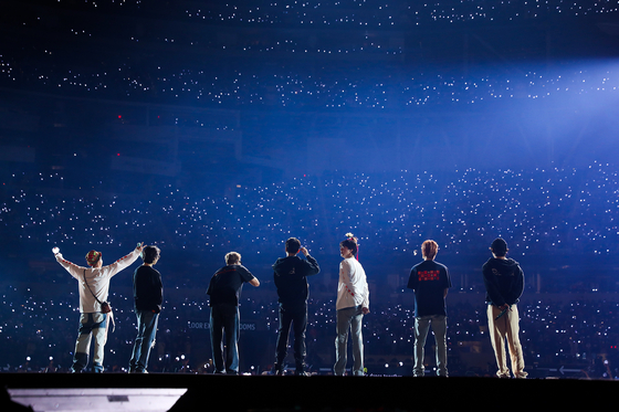 BTS performs at the "Permission to Dance on Stage - LA" concert held at the SoFi Stadium in Los Angeles in 2021 [BIGHIT MUSIC] 