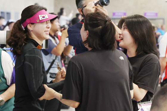 Korea takes bronze in the women's 50 meter rifle three positions team contest on Wednesday. [NEWS1]