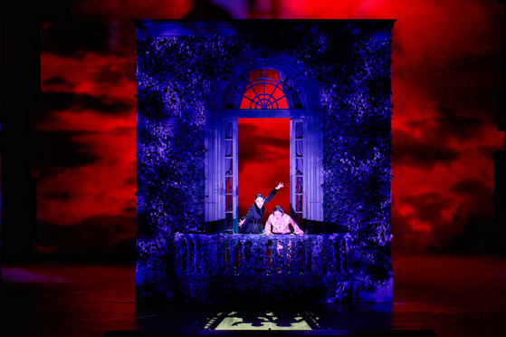 Actor Lisa as Mrs. Danvers, left, and Wendy as "I" sing "Rebecca II" in the ongoing production of the musical "Rebecca" at Blue Square in Yongsan District, central Seoul. [EMK MUSICAL COMPANY]