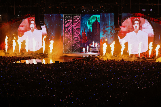 Boy band Enhypen during its ″Fate″ world tour concert in Los Angeles [BELIFT LAB]