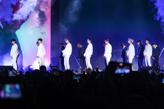 Boy band Enhypen during its ″Fate″ world tour concert in Los Angeles [BELIFT LAB]