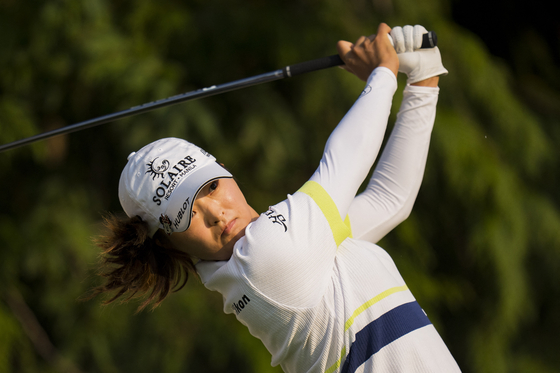 Ko Jin-young tees off on the 16th hole during the final round of the CPKC Women's Open at Shaughnessy Golf & Country Club in Vancouver on Aug. 27.  [USA TODAY/YONHAP]