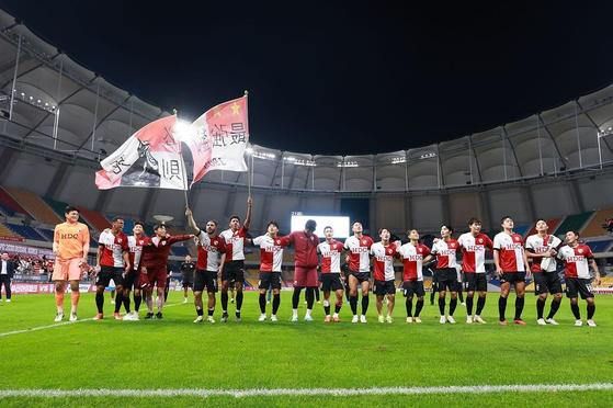Busan IPark players celebrate in a photo shared on the club's official Instagram account. [SCREEN CAPTURE]