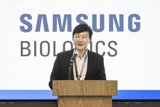 Samsung Biologics CEO John Rim speaks during a press event at its headquarters in Incheon. [SAMSUNG BIOLOGICS]