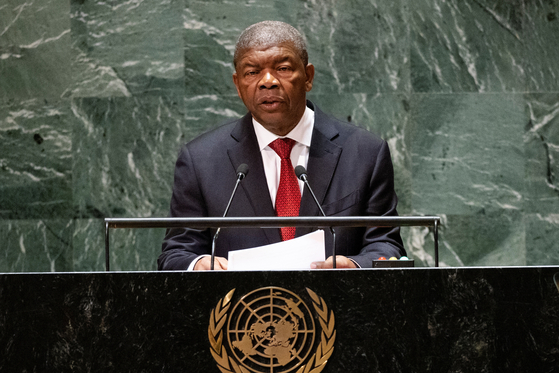 Angolan President Joao Lourenco addresses the 78th United Nations General Assembly at the UN’s headquarters in New York on Sept. 20. [REUTERS/YONHAP]