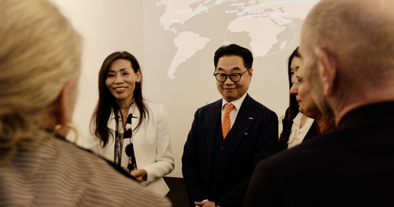 Song Moon-suk, CEO of Arshexa at right, and Lee Mi-a, the president of Arshexa Europe branch, during the Paris+ par Art Basel art fair held in Paris, France [ARSHEXA]