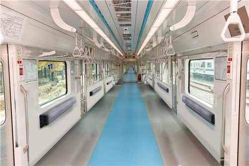 A seatless subway car is seen in this photo provided by Seoul Metro. [YONHAP]