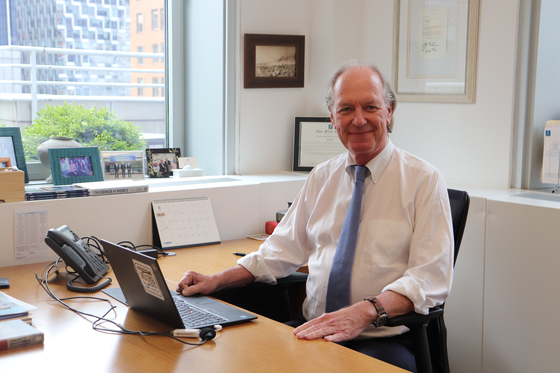 Byrne at his office in New York, where The Korea Society is based at. [THE KOREA SOCIETY]