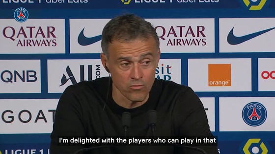Paris Saint-Germain manager Luis Enrique is pleased about his center forward options. [ONE FOOTBALL]