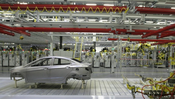 Hyundai Motor's manufacturing plant in St. Petersburg, Russia. [JOONGANG PHOTO]