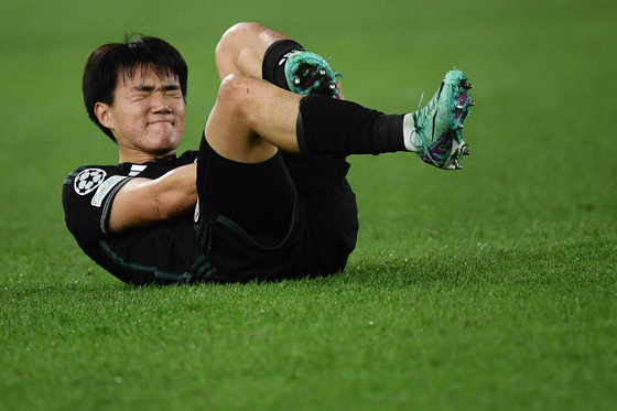  Celtic's Yang Hyeon-jun reacts during a UEFA Champions League match against Lazio at the Olympic Stadium in Rome on Nov. 28. [AFP/YONHAP]