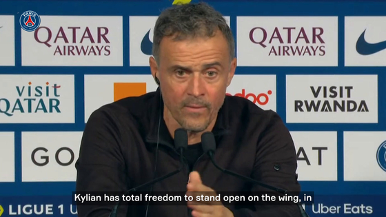 Paris Saint-Germain manager Luis Enrique speaks about Kylian Mbappe's role at the team. [ONE FOOTBALL] 