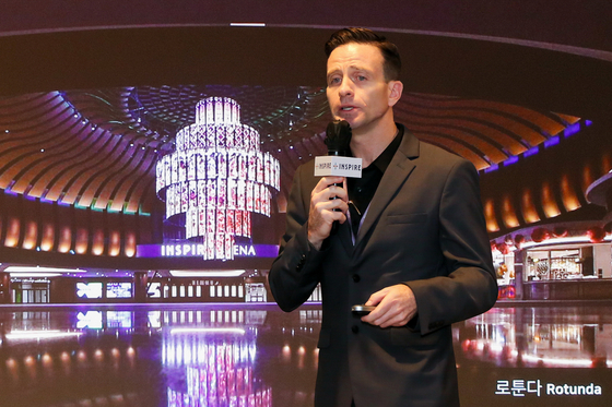 The resort's chief marketing officer Michael Jensen talks to the press on Wednesday at Mohegan Inspire Entertainment Resort. [MOHEGAN INSPIRE ENTERTAINMENT RESORT]