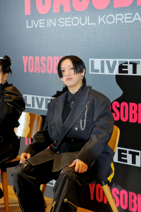 Japanese project group Yoasobi's composer Ayase during a press conference held Monday in central Seoul. [LIVET]