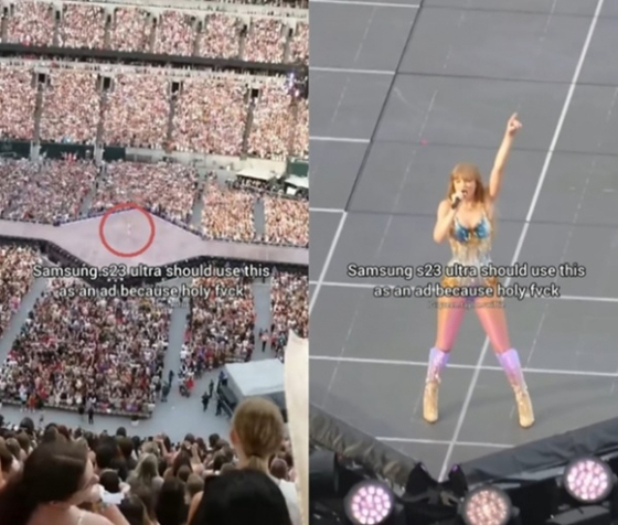 A Taylor Swift concert recorded using Samsung Electronics' Galaxy S23 Ultra's 100x zoom function.[SCREEN CAPTURE]