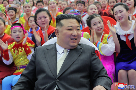 North Korea leader Kim Jong-un at a New Year's event. [KOREA CENTRAL NEWS AGENCY/YONHAP] 