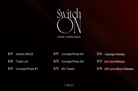 The schedule for Onlee's new EP was revealed through his official social media channels on Wednesday [ALLBLUE RECORDS]