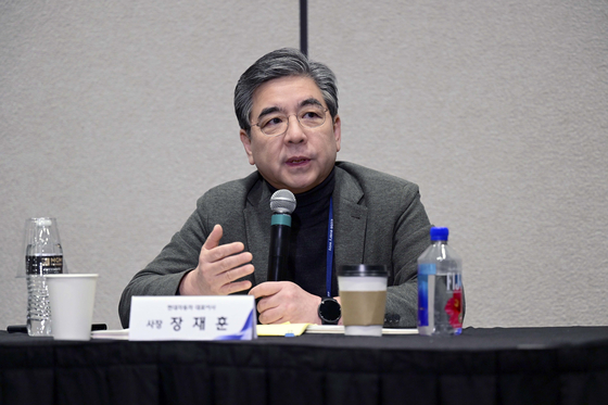Hyundai Motor CEO Jay Chang talks during a press conference in Las Vegas on Monday [HYUNDAI MOTOR]