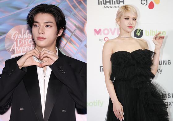 Jake of boy band Enhypen, left, and Jeon Somi [NEWS1]