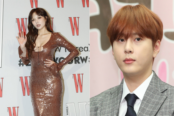 Singer HyunA, left, and Yong Jun-hyung [NEWS1]